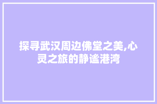 探寻武汉周边佛堂之美,心灵之旅的静谧港湾