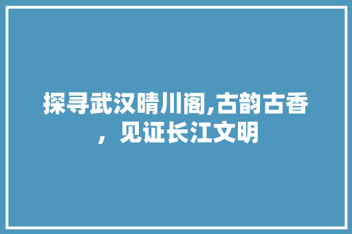 探寻武汉晴川阁,古韵古香，见证长江文明