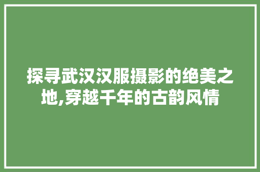 探寻武汉汉服摄影的绝美之地,穿越千年的古韵风情