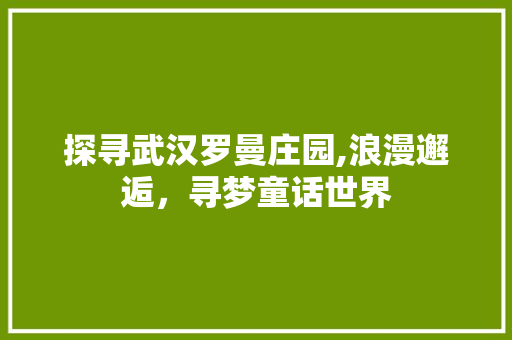 探寻武汉罗曼庄园,浪漫邂逅，寻梦童话世界