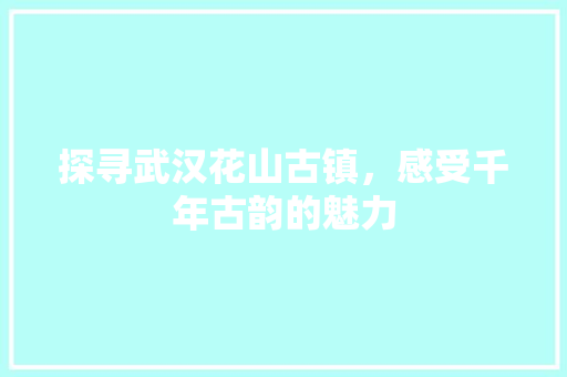 探寻武汉花山古镇，感受千年古韵的魅力