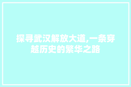 探寻武汉解放大道,一条穿越历史的繁华之路