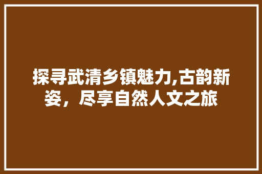 探寻武清乡镇魅力,古韵新姿，尽享自然人文之旅