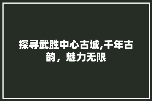 探寻武胜中心古城,千年古韵，魅力无限  第1张