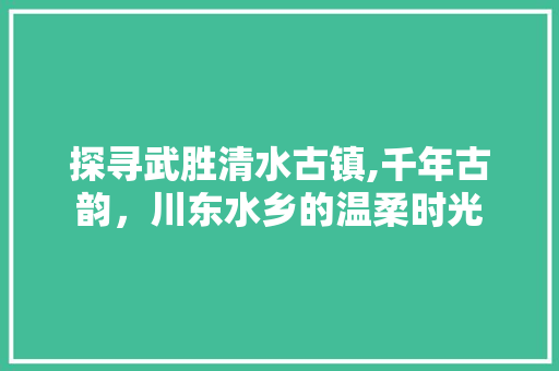 探寻武胜清水古镇,千年古韵，川东水乡的温柔时光