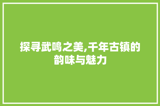 探寻武鸣之美,千年古镇的韵味与魅力