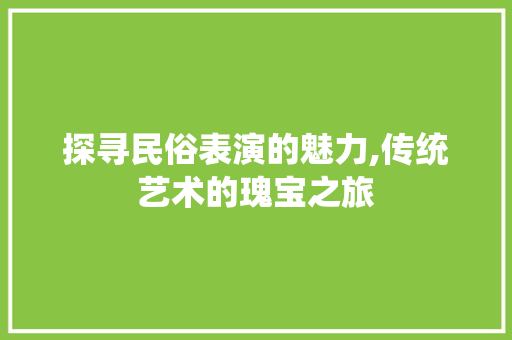 探寻民俗表演的魅力,传统艺术的瑰宝之旅  第1张