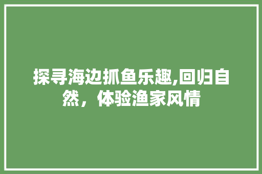 探寻海边抓鱼乐趣,回归自然，体验渔家风情