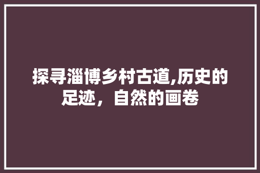 探寻淄博乡村古道,历史的足迹，自然的画卷