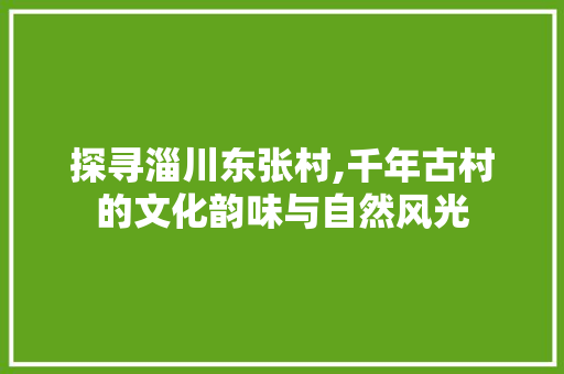 探寻淄川东张村,千年古村的文化韵味与自然风光