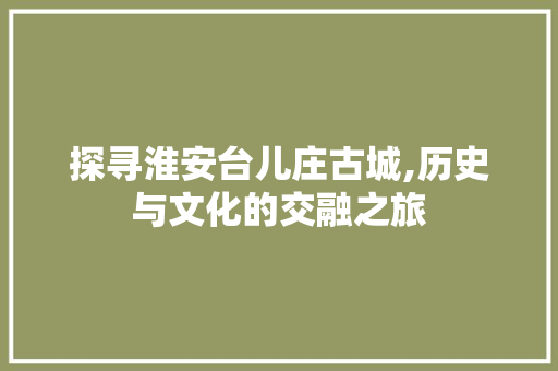 探寻淮安台儿庄古城,历史与文化的交融之旅