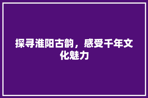 探寻淮阳古韵，感受千年文化魅力