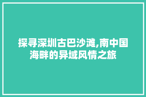 探寻深圳古巴沙滩,南中国海畔的异域风情之旅