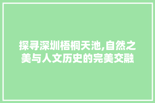 探寻深圳梧桐天池,自然之美与人文历史的完美交融