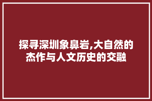 探寻深圳象鼻岩,大自然的杰作与人文历史的交融