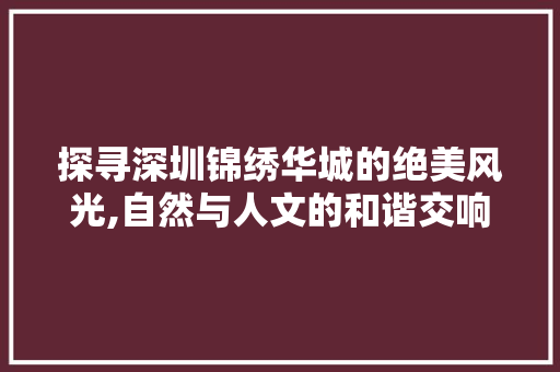 探寻深圳锦绣华城的绝美风光,自然与人文的和谐交响