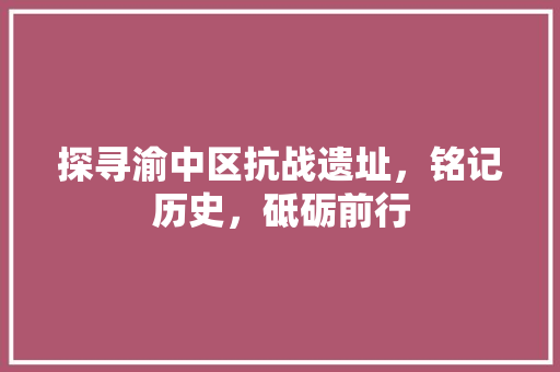 探寻渝中区抗战遗址，铭记历史，砥砺前行