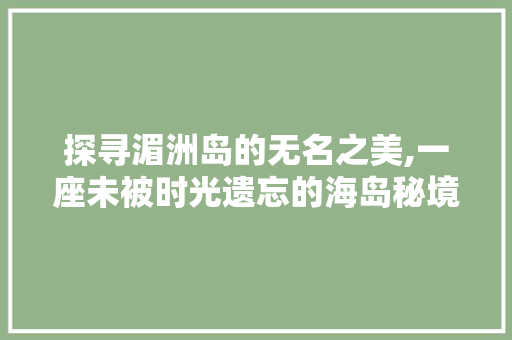 探寻湄洲岛的无名之美,一座未被时光遗忘的海岛秘境