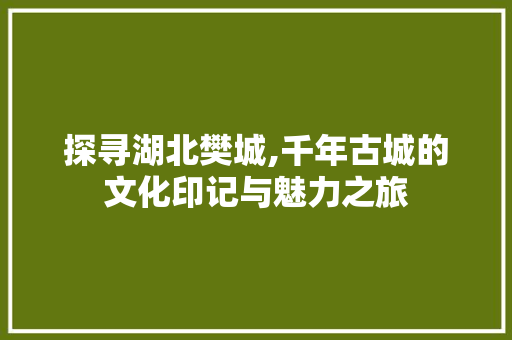 探寻湖北樊城,千年古城的文化印记与魅力之旅