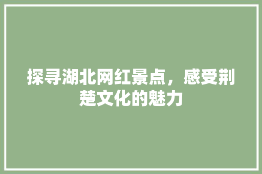 探寻湖北网红景点，感受荆楚文化的魅力