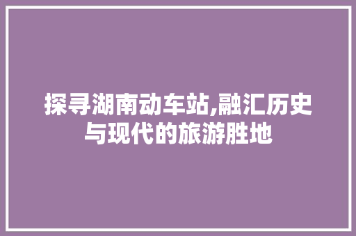 探寻湖南动车站,融汇历史与现代的旅游胜地