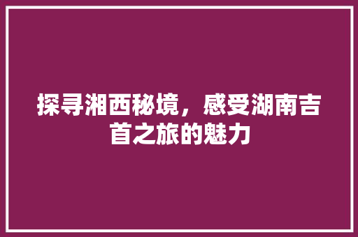 探寻湘西秘境，感受湖南吉首之旅的魅力