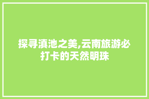 探寻滇池之美,云南旅游必打卡的天然明珠