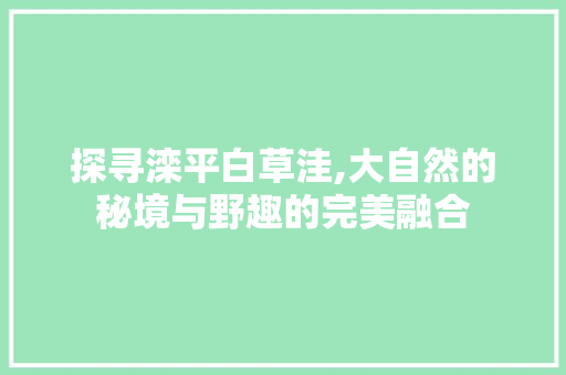 探寻滦平白草洼,大自然的秘境与野趣的完美融合