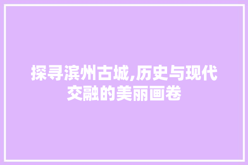 探寻滨州古城,历史与现代交融的美丽画卷