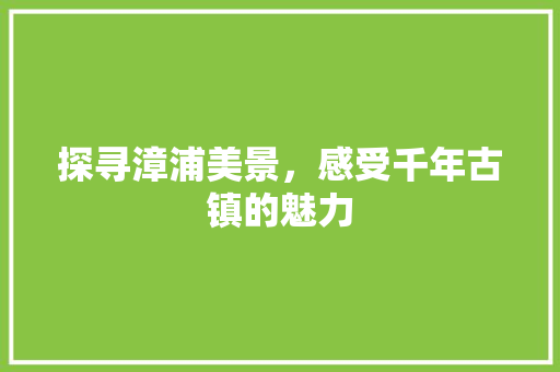 探寻漳浦美景，感受千年古镇的魅力