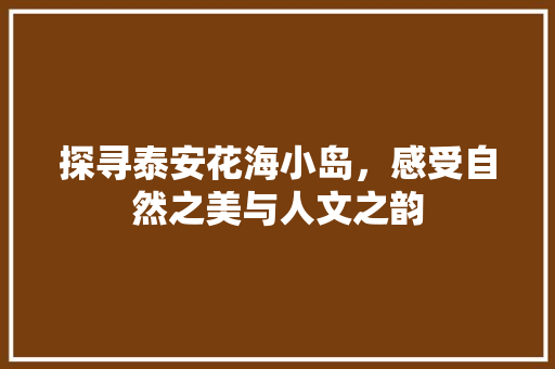 探寻泰安花海小岛，感受自然之美与人文之韵