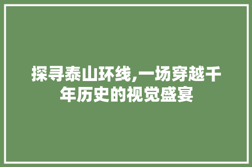 探寻泰山环线,一场穿越千年历史的视觉盛宴