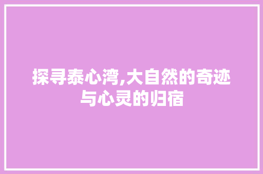 探寻泰心湾,大自然的奇迹与心灵的归宿