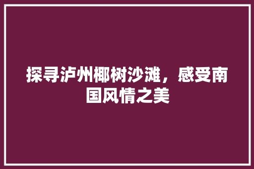 探寻泸州椰树沙滩，感受南国风情之美