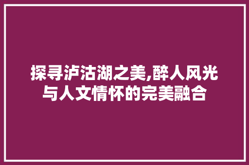 探寻泸沽湖之美,醉人风光与人文情怀的完美融合