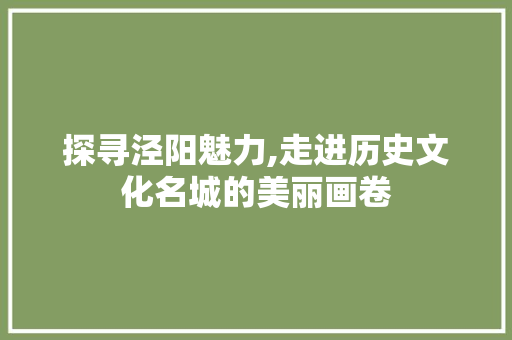 探寻泾阳魅力,走进历史文化名城的美丽画卷