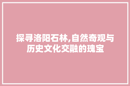 探寻洛阳石林,自然奇观与历史文化交融的瑰宝