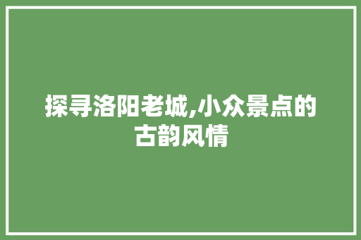 探寻洛阳老城,小众景点的古韵风情