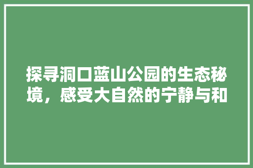 探寻洞口蓝山公园的生态秘境，感受大自然的宁静与和谐