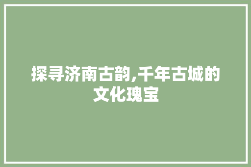 探寻济南古韵,千年古城的文化瑰宝