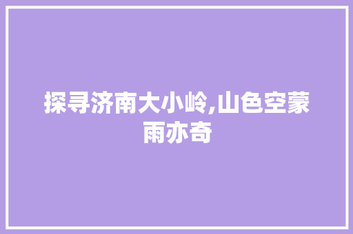 探寻济南大小岭,山色空蒙雨亦奇