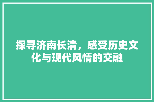 探寻济南长清，感受历史文化与现代风情的交融