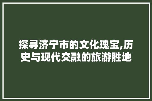 探寻济宁市的文化瑰宝,历史与现代交融的旅游胜地