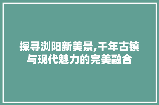 探寻浏阳新美景,千年古镇与现代魅力的完美融合