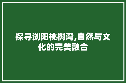 探寻浏阳桃树湾,自然与文化的完美融合