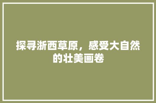 探寻浙西草原，感受大自然的壮美画卷