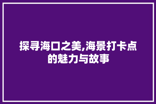 探寻海口之美,海景打卡点的魅力与故事