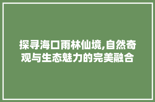 探寻海口雨林仙境,自然奇观与生态魅力的完美融合