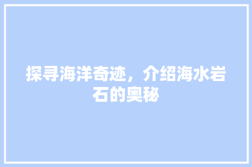 探寻海洋奇迹，介绍海水岩石的奥秘