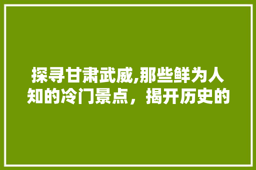 探寻甘肃武威,那些鲜为人知的冷门景点，揭开历史的长卷